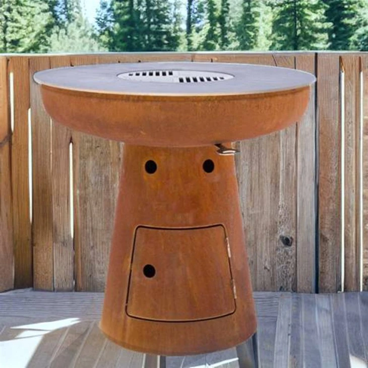 Table de feu de barbecue en acier corten
