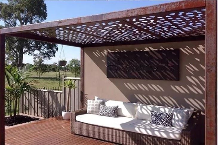 Gazebo ou pergola en acier Corten